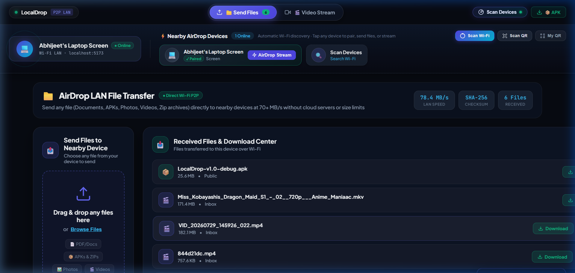 Desktop Send Files Hub